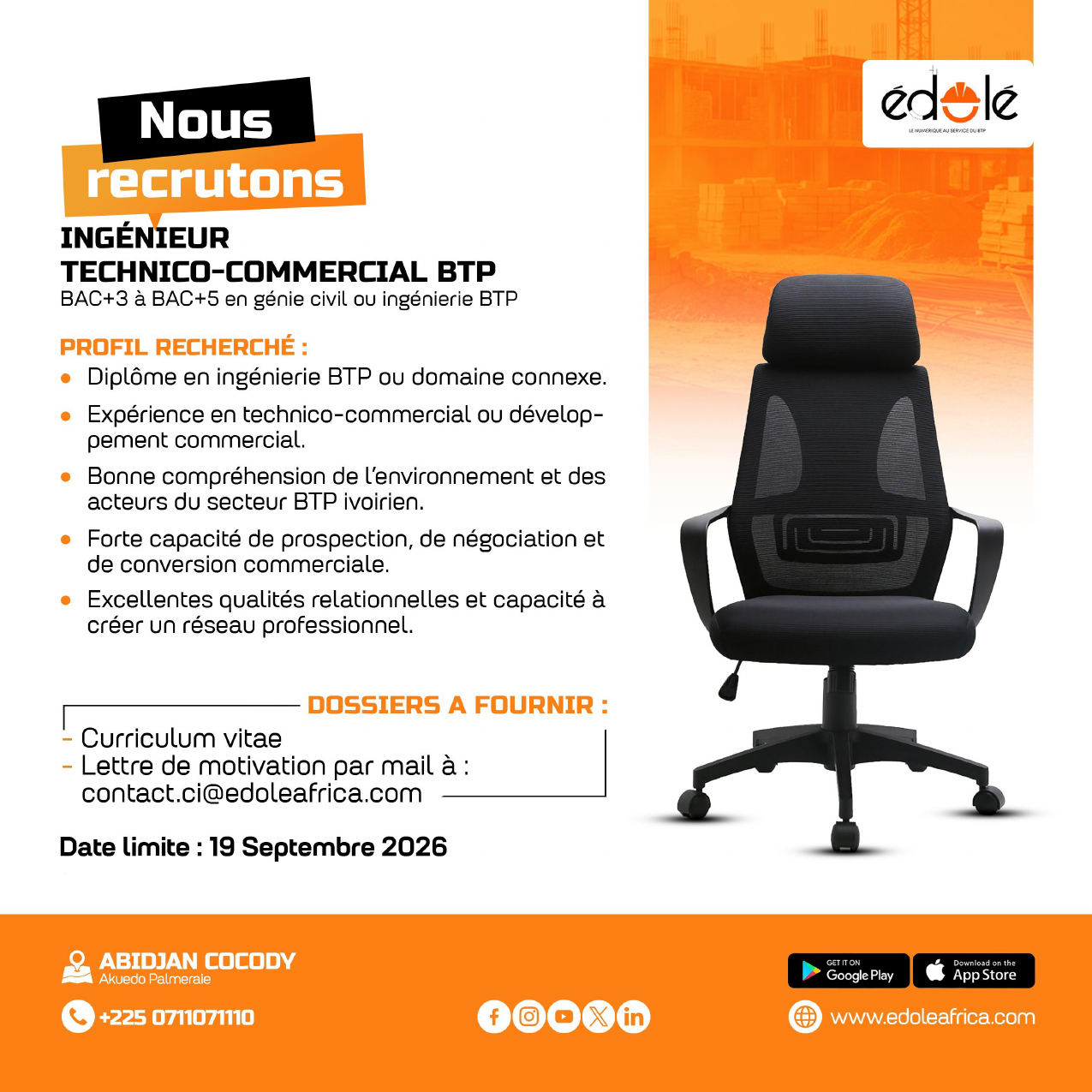 Recrutement Edole - Ingénieur Technico-Commercial BTP